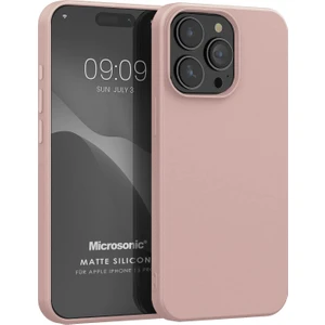 Matte Silicone Apple iPhone 15 Pro Kılıf Rose Gold