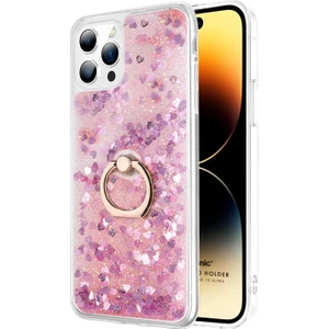 Apple iPhone 15 Pro Max Kılıf Glitter Liquid Holder Pembe