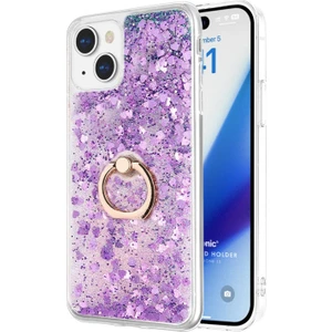 Apple iPhone 15 Plus Kılıf Glitter Liquid Holder Mor