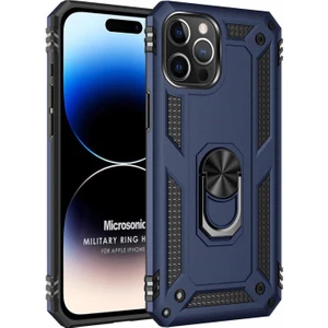 Apple iPhone 15 Pro Kılıf Military Ring Holder Lacivert