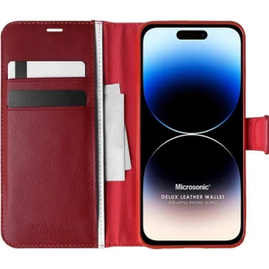 Apple iPhone 15 Pro Kılıf Delux Leather Wallet Kırmızı