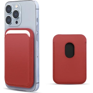 Apple iPhone 15 Pro Leather Wallet Magsafe Kırmızı