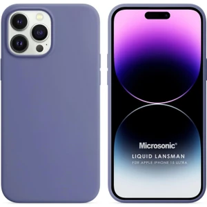 Apple iPhone 15 Pro Max Kılıf Liquid Lansman Silikon Lavanta Grisi