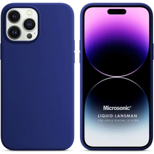 Apple iPhone 15 Pro Max Kılıf Liquid Lansman Silikon Lacivert
