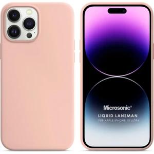Apple iPhone 15 Pro Max Kılıf Liquid Lansman Silikon Kum Pembesi