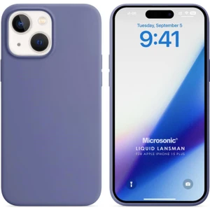 Apple iPhone 15 Plus Kılıf Liquid Lansman Silikon Lavanta Grisi