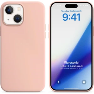 Apple iPhone 15 Plus Kılıf Liquid Lansman Silikon Kum Pembesi