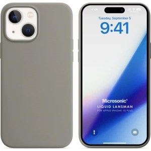 Apple iPhone 15 Plus Kılıf Liquid Lansman Silikon Gri