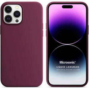 Apple iPhone 15 Pro Max Kılıf Liquid Lansman Silikon Bordo