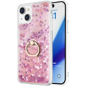 Apple iPhone 15 Plus Kılıf Glitter Liquid Holder Pembe