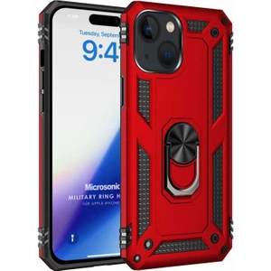 Apple iPhone 15 Plus Kılıf Military Ring Holder Kırmızı