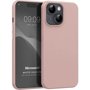 Matte Silicone Apple iPhone 15 Plus Kılıf Rose Gold