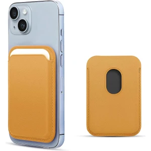 Apple iPhone 15 Plus Leather Wallet Magsafe Sarı