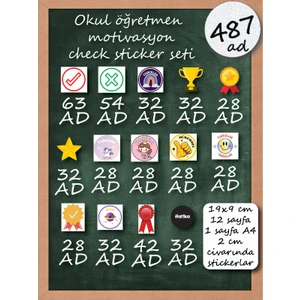 487 Ad Okul Öğretmen Motivasyon Sticker Seti