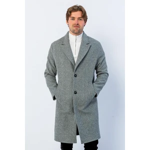 Erkek Regular Fit Düğmeli Cepli Kışlık Astarlı Klasik Uzun Kaşe Kaban