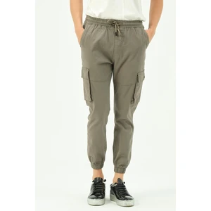 Erkek Dar Paça Beli ve Paçası Lastikli Kargo Cepli Pamuklu Jogger Spor Pantolon
