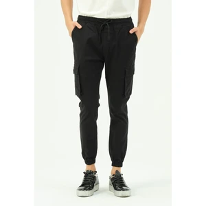 Erkek Dar Paça Beli ve Paçası Lastikli Kargo Cepli Pamuklu Jogger Spor Pantolon
