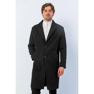 Erkek Regular Fit Düğmeli Cepli Kışlık Astarlı Klasik Uzun Kaşe Kaban