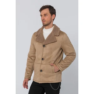 Erkek İçi Kürklü Regular Fit Süet Kışlık Mont