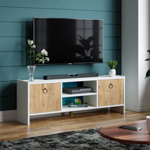 Kapaklı ve Raflı Modern Minimalist TV Ünitesi - Yonga Levha, 120x29x44 cm