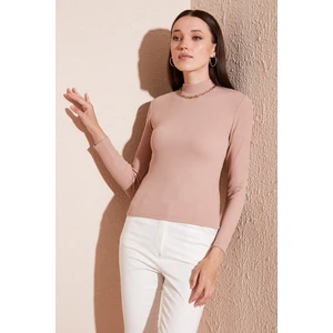 Fitilli Esnek Slim Fit Yarım Balıkçı Yaka Kazak Bayan Kazak 5865344
