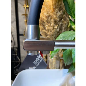 İsaoğlu Yapı Arıtmalı Mutfak Bataryası Mat Krom Inox Evye Musluğu Arıtma Cihazlarına Uygun Spiralli Uzayan Sistem Musluk