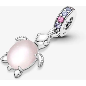 Poseidons Jewellery Murano Camı Pembe Deniz Kaplumbağası Sallantılı Charm