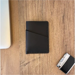 Pera Deri El Yapımı Deri Kartlık - Siyah