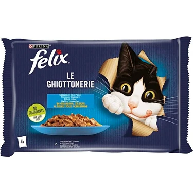 Felix Felix Multipack Somonlu ve Ton Balıklı 4X85 gr 12'li Yetişkin Kedi Yaş