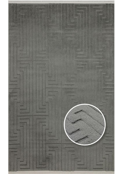 Missori Msr 06 Antrasıt Hav Toz Vermez Sade Desenli Yumuşak Dokulu Modern Makine Halısı