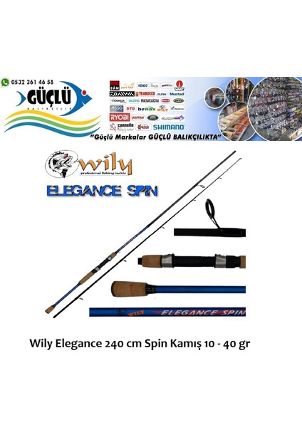 Spin Kamış Wily Elegance 240 cm  10 - 40 gr Aksiyonlu