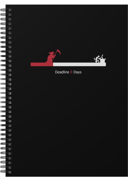 Notebook For Developers - Deadline - Siyah - Kısmi Lak'lı Sert Mukavva Kapak - 100 Yaprak - Kareli - Spiralli Defter
