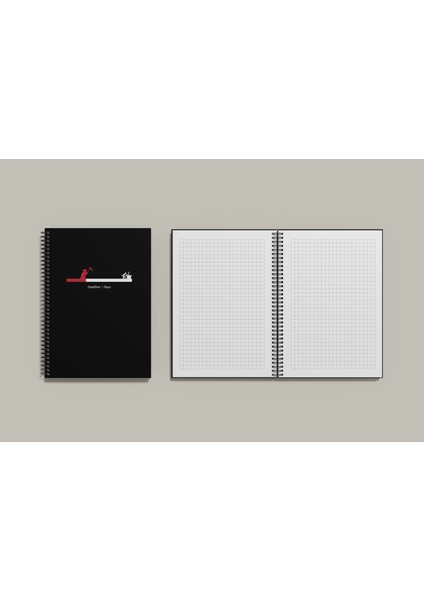 Notebook For Developers - Deadline - Siyah - Kısmi Lak'lı Sert Mukavva Kapak - 100 Yaprak - Kareli - Spiralli Defter