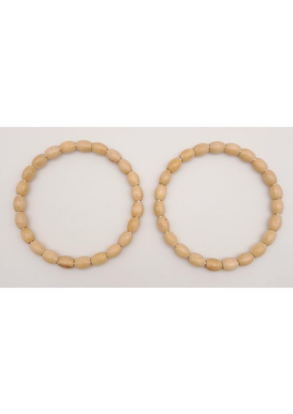 12 cm Oval Ahşap Boncuklu Bilezik Model Açık Ahşap Çift Sap fiyatları