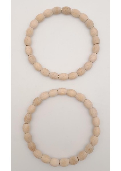 12 cm Oval Ahşap Boncuklu Bilezik Model Ham Ahşap Çift Sap modelleri
