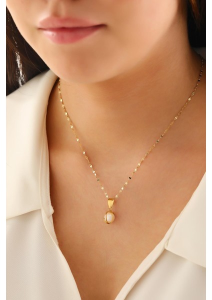 14 Ayar Altın Inci Kafesli Kalın Aynalı Zincir Kolye fiyatları