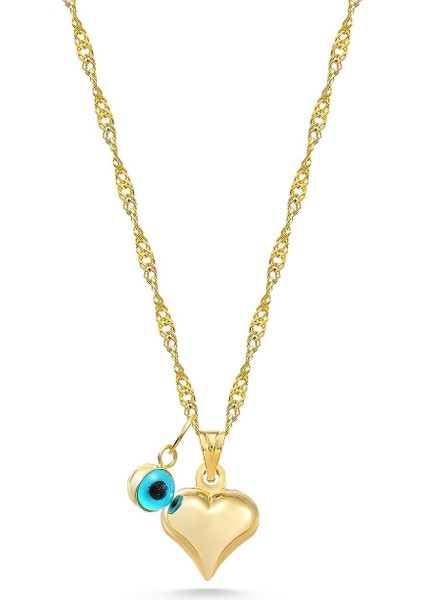 14 Ayar Altın Kalp Göz Singapur Zincir Kolye modelleri