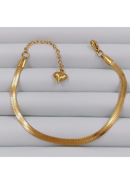 Çelik Gold Italyan Ezme Zincir Bileklik 19 cm