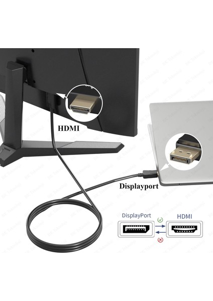 BK Teknoloji Yüksek Kalite 4K Displayport To HDMI Dönüştürücü Kablo - 1.8 Metre