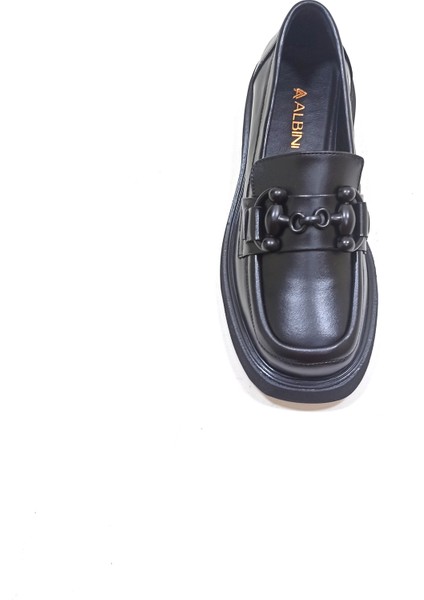 Siyah Deri Kadın Loafer Ayakkabı fırsatları