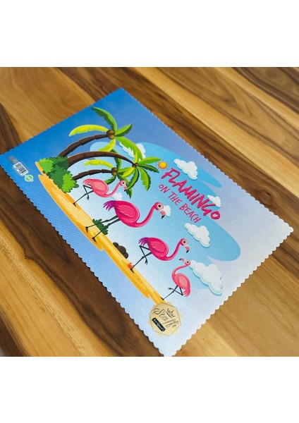 Gökkuşağı ve Flamingo Figürlü 4 Adet Özel Yıkanabilir Karışık Desen Renkli Okul Masa Beslenme Örtüsü Bezi