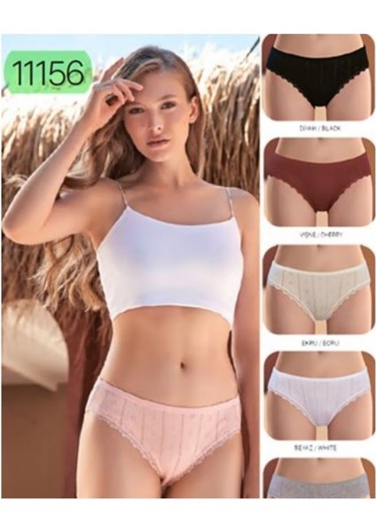 11156 12'li (12 Adet) %100 Pamuk Karışık Renkli Bayan Külot