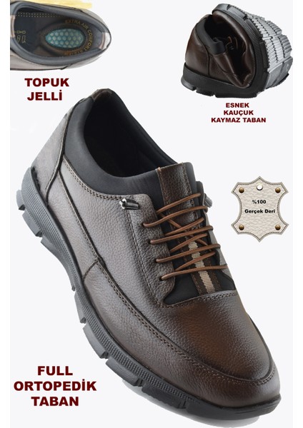 TAB325a Tam Ortopedik Topuk Masajlı Taban Erkek Ayakkabı Hakiki Deri Mevsimlik Ayakkabı
