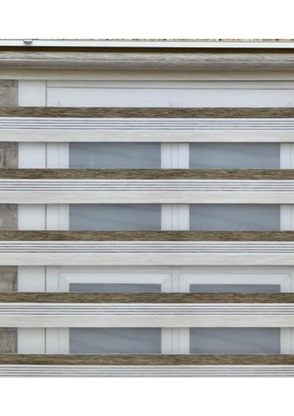 Lux Bambu Renk Geçişli Zebra Stor Perde Alüminyum Kasalı Yüksek Kaliteli - Krem, Kahve
