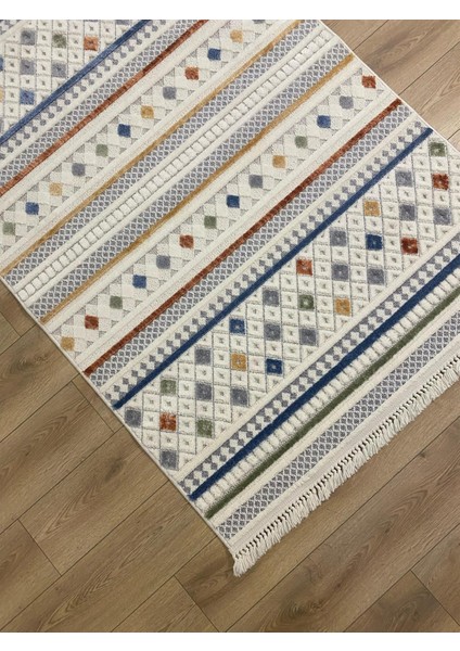 Çam Halı Enti Halı Polo 7801 Multi Iskandinav Desenli Renkli Makine Halısı
