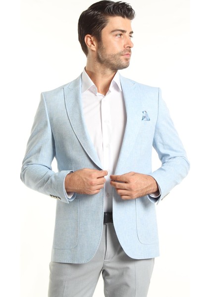 Intersivin Slim Fit 6 Drop Likralı Yarım Astarlı Yazlık Erkek Blazer Tek Ceket