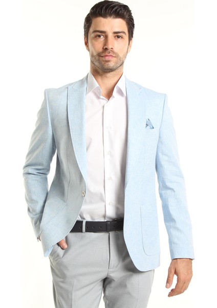 Intersivin Slim Fit 6 Drop Likralı Yarım Astarlı Yazlık Erkek Blazer Tek Ceket