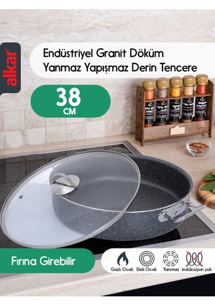 Sanayi Tipi Büyük Boy Basık Pilav Tenceresi 38 cm