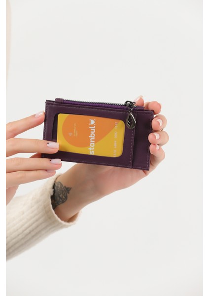Unisex 5 Bölmeli Kartlık Mor