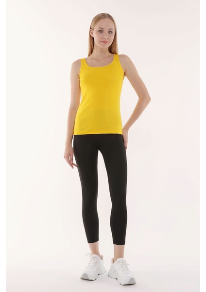 Kadın Geniş Askılı Tişört Sarı